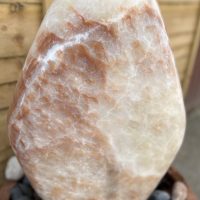 Orange and White Marble Rock, 50cm H, all polished and modern