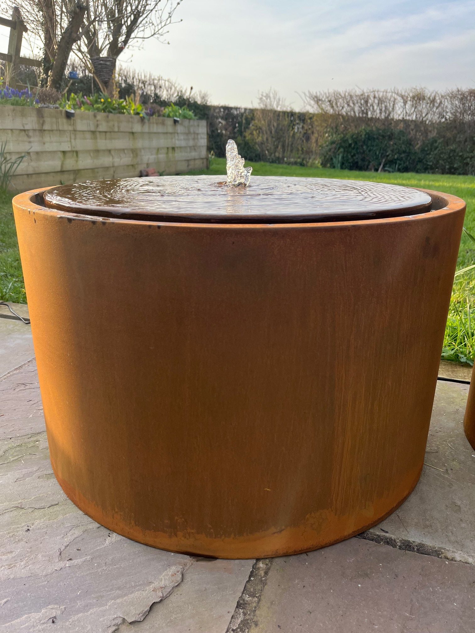 Corten Steel Self-Contained Water Table Diameter: 60cm Height: 37cm
